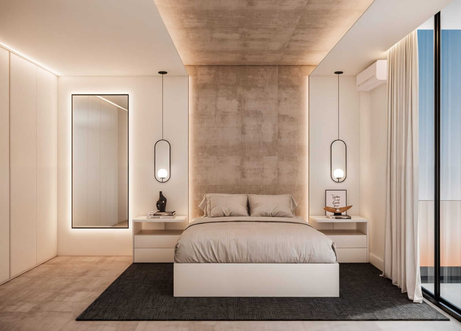 Sala de estar em conceito aberto com decoração de luxo contemporânea em Cabo Verde.